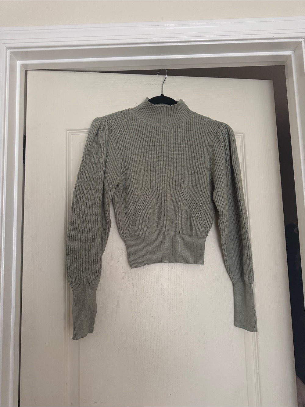 Philosophy Cropped Mock Neck Sweater in Green Sage